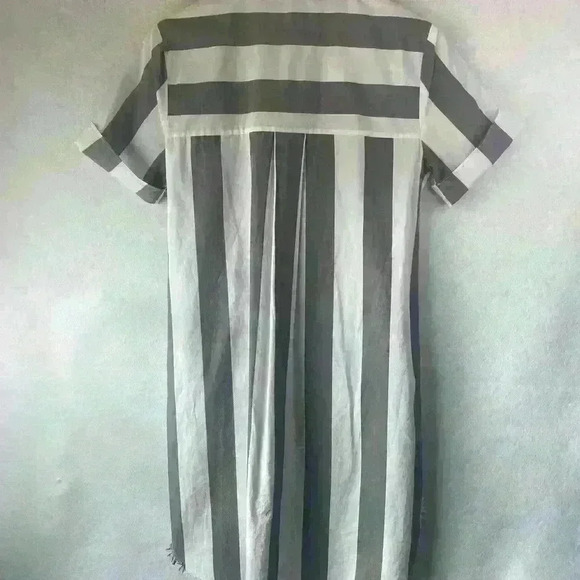 Chelsea & Theodore Women's Grey‎ White Striped Button Up T Shirt Dress Size S - Picture 13 of 13